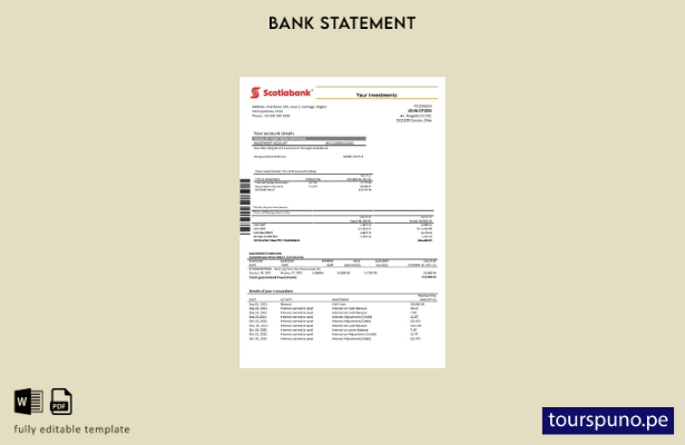 listo para imprimir plantilla de word   extracto bancario de Scotiabank de Chile