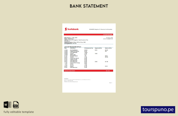 listo para imprimir plantilla de word   extracto bancario de Scotiabank de San V