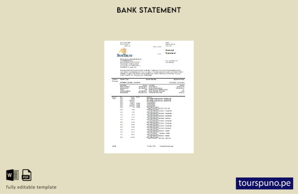 listo para imprimir plantilla de word   extracto bancario de SunTrust de EE. UU.