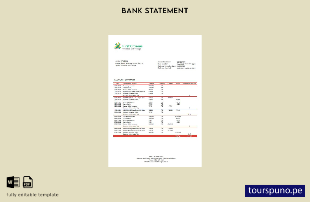 listo para imprimir plantilla de word   extracto bancario de Trinidad y Tobago F