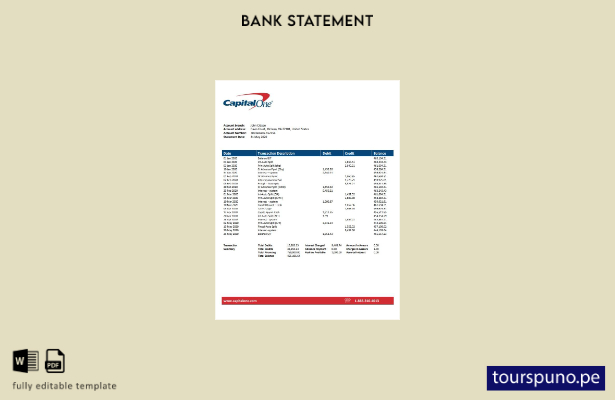 listo para imprimir plantilla de word   extracto bancario de USA Capital One