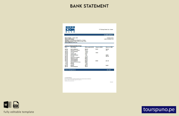 listo para imprimir plantilla de word   extracto bancario de Ucrania Ukreximbank