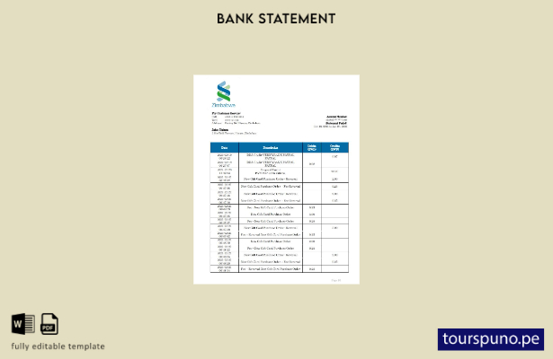listo para imprimir plantilla de word   extracto bancario de Zimbabwe Standard C