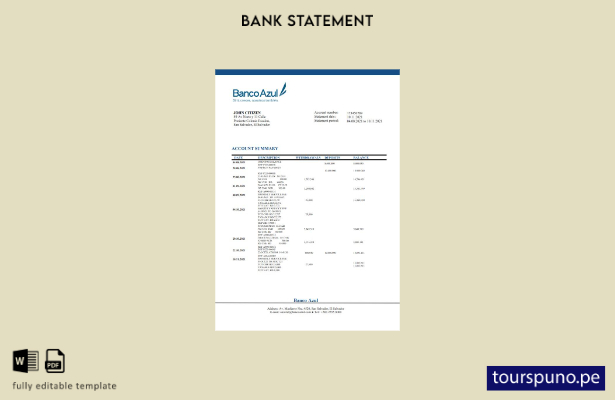listo para imprimir plantilla de word   extracto bancario de salvador banco azul