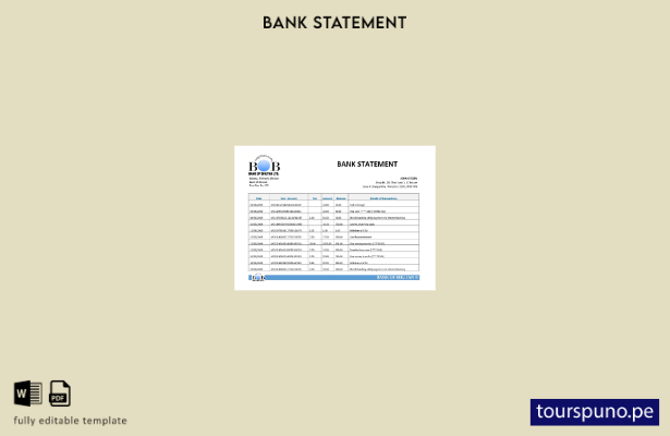 listo para imprimir plantilla de word   extracto bancario del Banco de Bután
