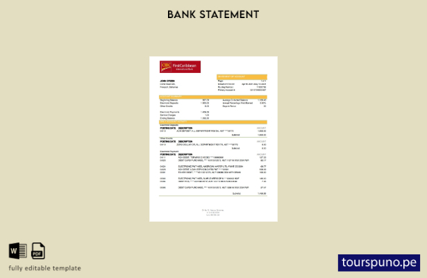 listo para imprimir plantilla de word   extracto bancario del FirstCaribbean Int