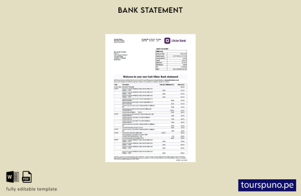 listo para imprimir plantilla de word   extracto bancario del Ulster del Reino U