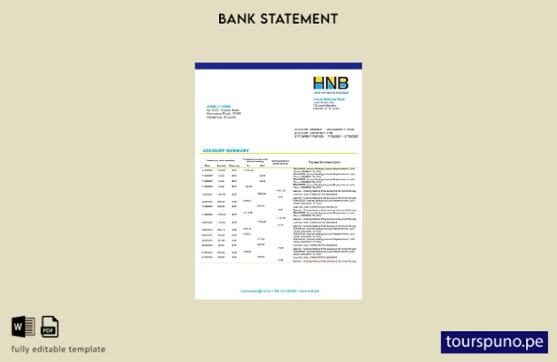 listo para imprimir plantilla de word   extracto bancario nacional de Sri Lanka
