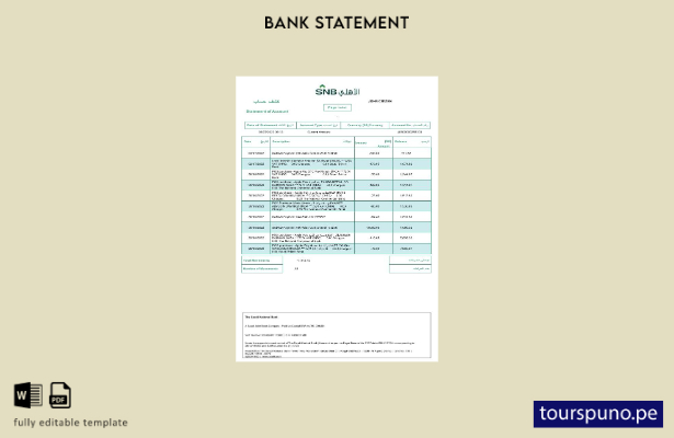 listo para imprimir plantilla de word   extracto bancario nacional saudita de Ar