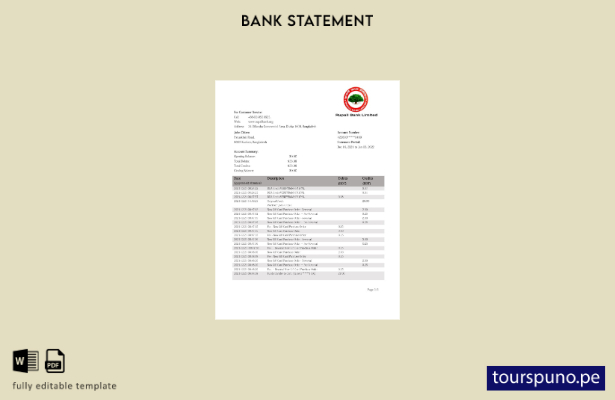 listo para imprimir plantilla de word   extracto bancario rupalii de bangladesh