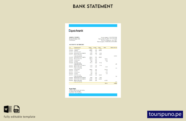 listo para imprimir plantilla de word   extracto de Chequia Equabank
