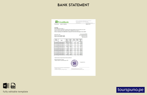 listo para imprimir plantilla de word   extracto de Ucrania Privatbank