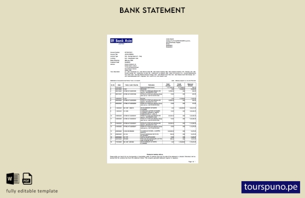 listo para imprimir plantilla de word   extracto de cuenta del banco de banglade
