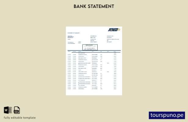 listo para imprimir plantilla de word de extracto de cuenta bancaria de la NMB d
