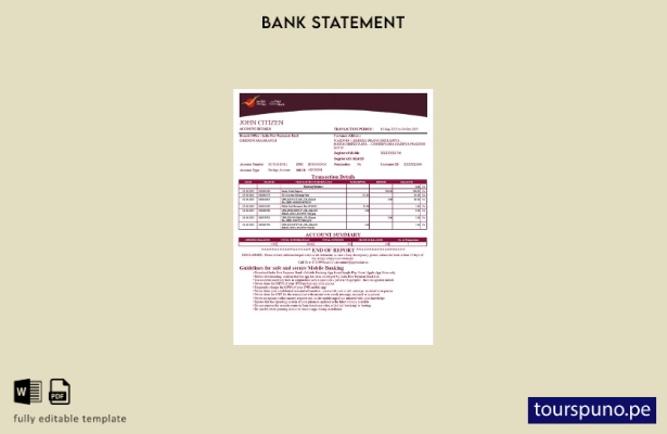 listo para imprimir plantilla de word de extracto de cuenta bancaria de pospagos