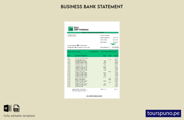 listo para imprimir BGL BNP Paribas extracto de cuenta corriente empresarial Pla