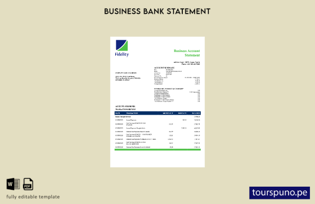 listo para imprimir Nigeria Fidelity Bank extracto de cuenta empresarial plantil