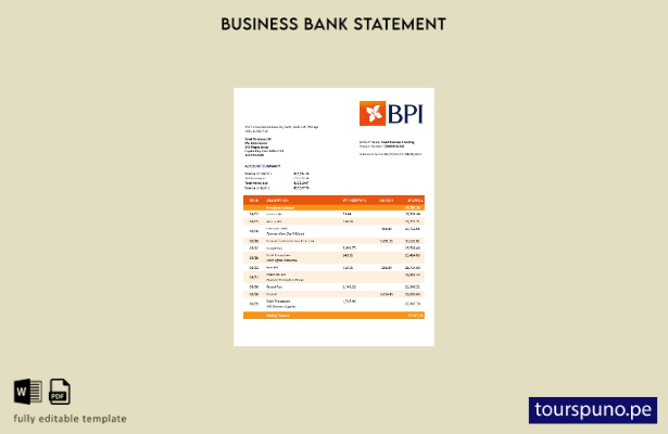listo para imprimir Plantilla de estado de cuenta firme de Banco BPI en formato