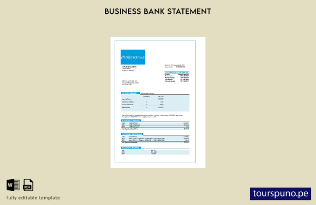 listo para imprimir Plantilla de plantilla de Word y PDF del extracto bancario 1
