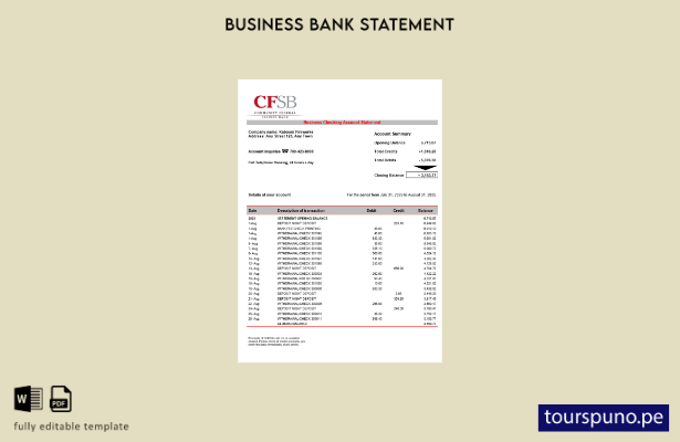 listo para imprimir declaración de la empresa comercial CFSB Plantilla en format