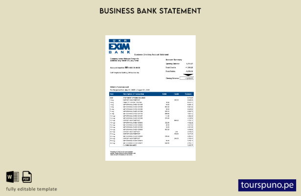 listo para imprimir el extracto de cuenta corriente comercial del Ukreximbank uc