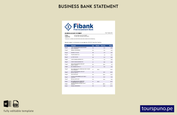 listo para imprimir extracto bancario comercial de Fibank Bank plantilla en form