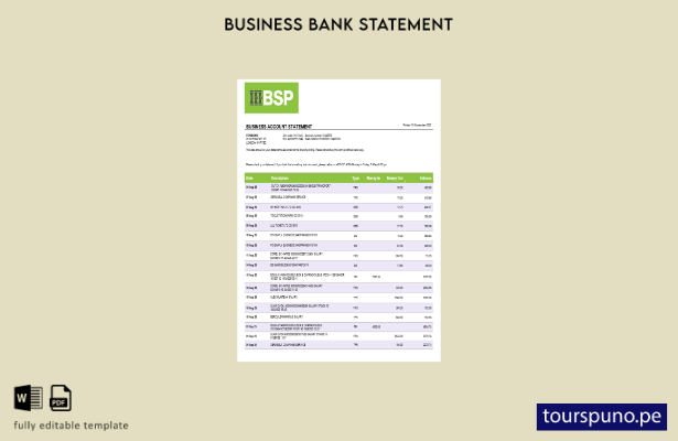 listo para imprimir extracto bancario comercial del Bank of South Pacific Planti