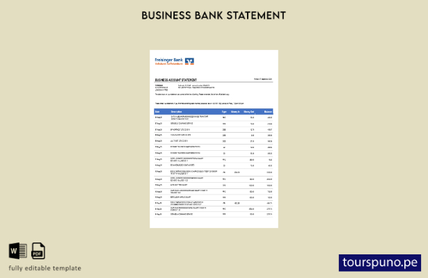 listo para imprimir extracto comercial de cuenta de Freisinger Bank Plantilla en