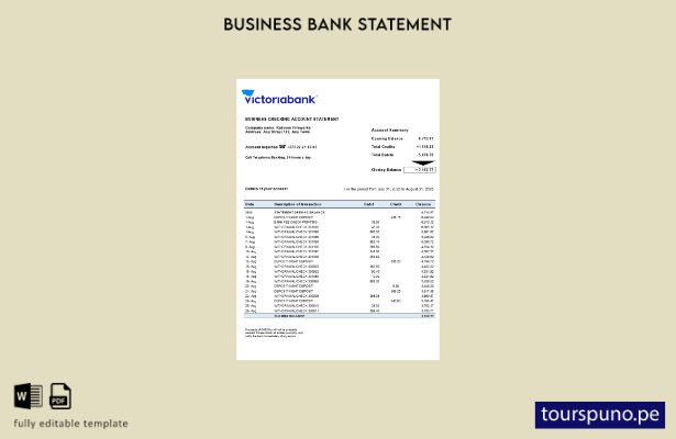 listo para imprimir plantilla de extracto de cuenta firme de Victoriabank Planti