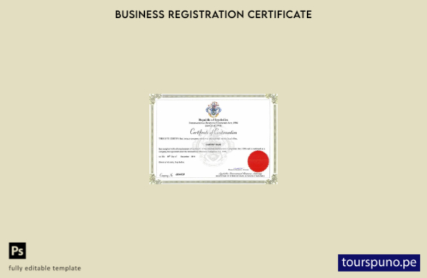 Plantilla de certificado de continuación de Seychelles lista para imprimir