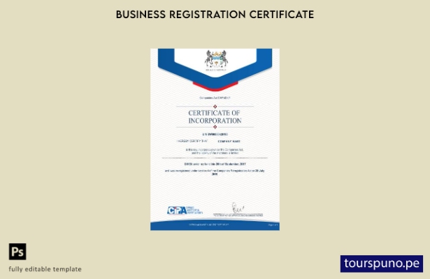 Plantilla de certificado de incorporación de Botswana lista para imprimir