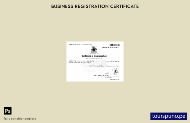 Plantilla de certificado de incorporación de Uganda lista para imprimir