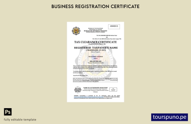 listo para imprimir Certificado de liquidación de impuestos de Filipinas Plantil