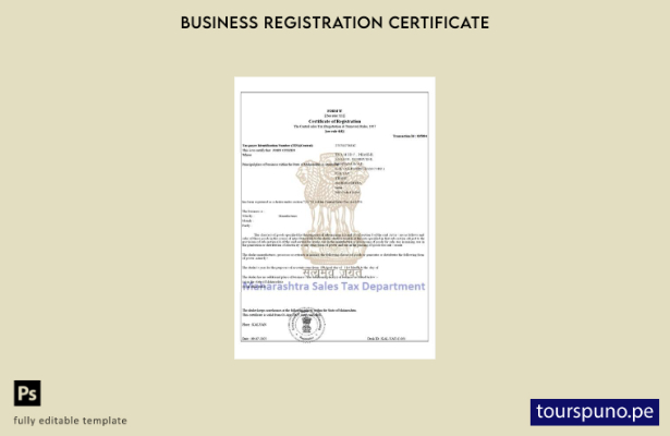 listo para imprimir India Maharashtra certificado de registro de contribuyente p