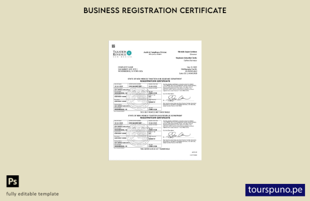 listo para imprimir Plantilla de plantilla de certificado de registro de EE. U 1