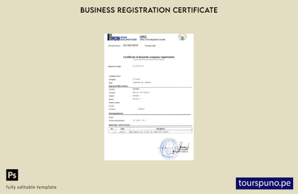 listo para imprimir el certificado de Ruanda de la plantilla de registro de empr
