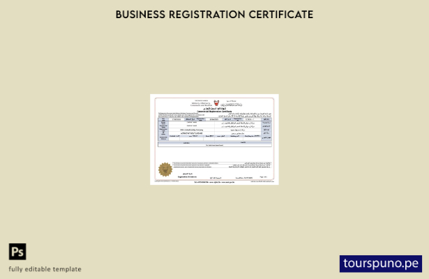 listo para imprimir plantilla de certificado de registro comercial de Bahrein Pl
