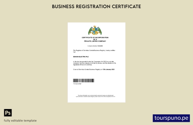 listo para imprimir plantilla de plantilla de certificado de registro de Dominic