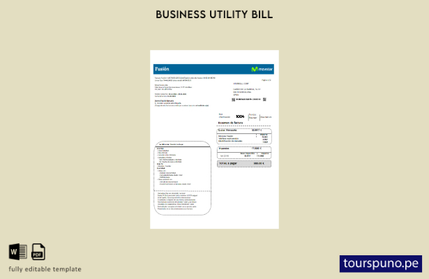 Plantilla de factura comercial de servicios públicos del operador de telecomunic
