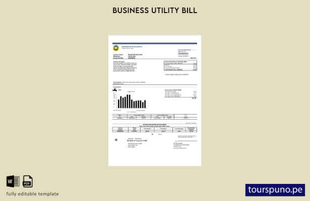 Plantilla de factura de servicios públicos comercial del Servicio de Agua de Was