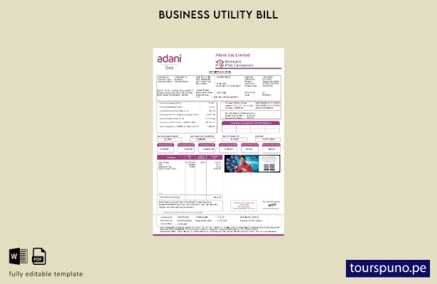 lista para imprimir la plantilla de factura de servicios públicos de India Adani