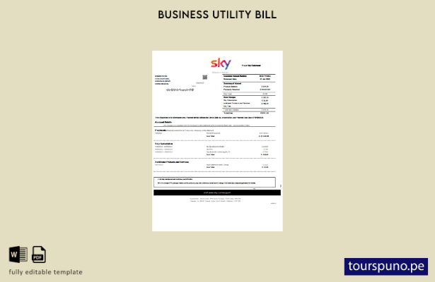 lista para imprimir plantilla de factura comercial de servicios públicos Sky