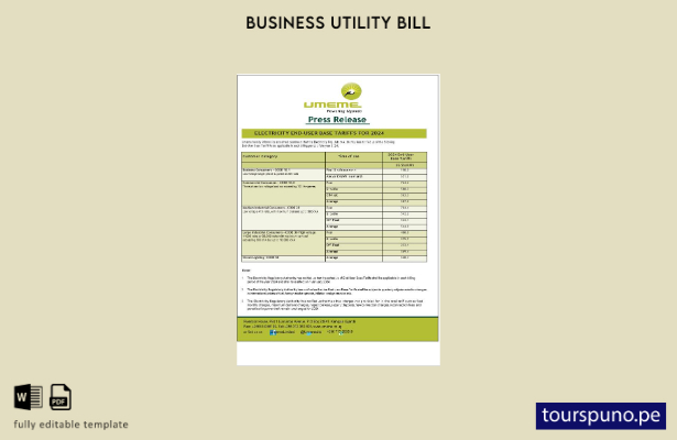 lista para imprimir plantilla de factura de servicios públicos comerciales UMEME