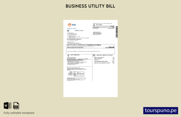 lista para imprimir plantilla de factura de servicios públicos de Enel Italia