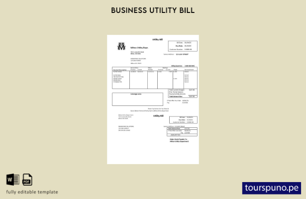 listo para imprimir EE.UU. Massachusetts Milton Utility Dept plantilla de factur
