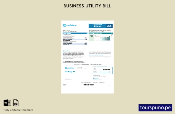 listo para imprimir la factura comercial de servicios públicos de Con Edison, pl
