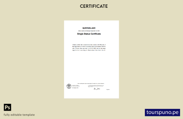 Listo para imprimir la plantilla de certificado de divorcio de Australia Queensl