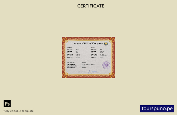 Plantilla PSD de certificado de matrimonio de Nauru listo para imprimir