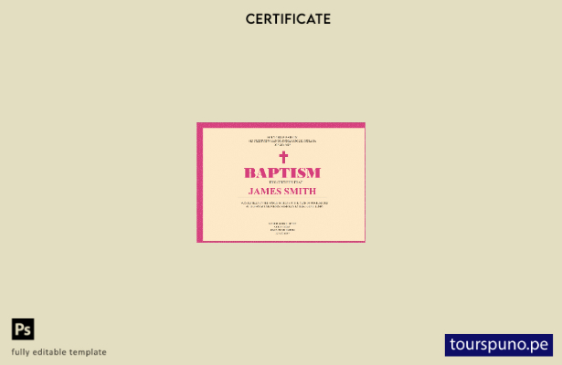 Plantilla de certificado de bautismo de EE. UU. lista para imprimir