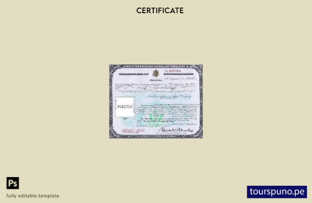 Plantilla de certificado de ciudadanía de EE. UU. lista para imprimir en formato